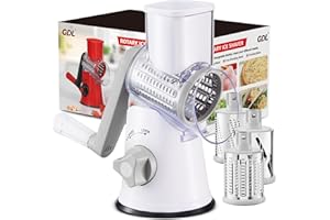 GDL Trituradora de Hielo, Picadora de Hielo Para Granizados con 3 Cuchillas de Tambor, Picadora Hielo Cortar Rápido, Hielo Picado para Helados, Bebida Helada, Pepino, Zanahoria, Queso (Blanco)