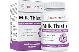 NUTRACRAFT #1 Milk Thistle Extract | Concentrated 80% Silymarin | High Dose Liver Cleanse & Detox Supplement with 3X More Active Ingredient Per Serve | 1-Month Supply (Non-GMO)