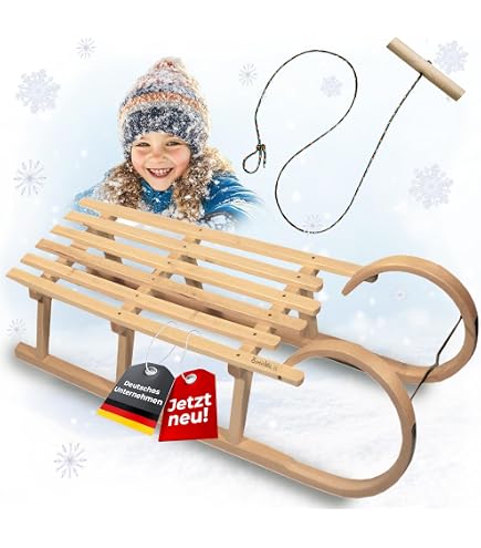 Hörner-Schlitten Holz 115 Cm, Zuggurt, Lehne, Fuß Produktbild-Vorschau 9
