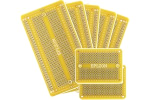 EPLZON Prototype Board Lötbares Breadboard Doppelseitig Leiterplatte PCB Circuit Board zum Schweißen von Arduino, DIY elektronische Artikel(5 Stück + 2 Stück,gelb)