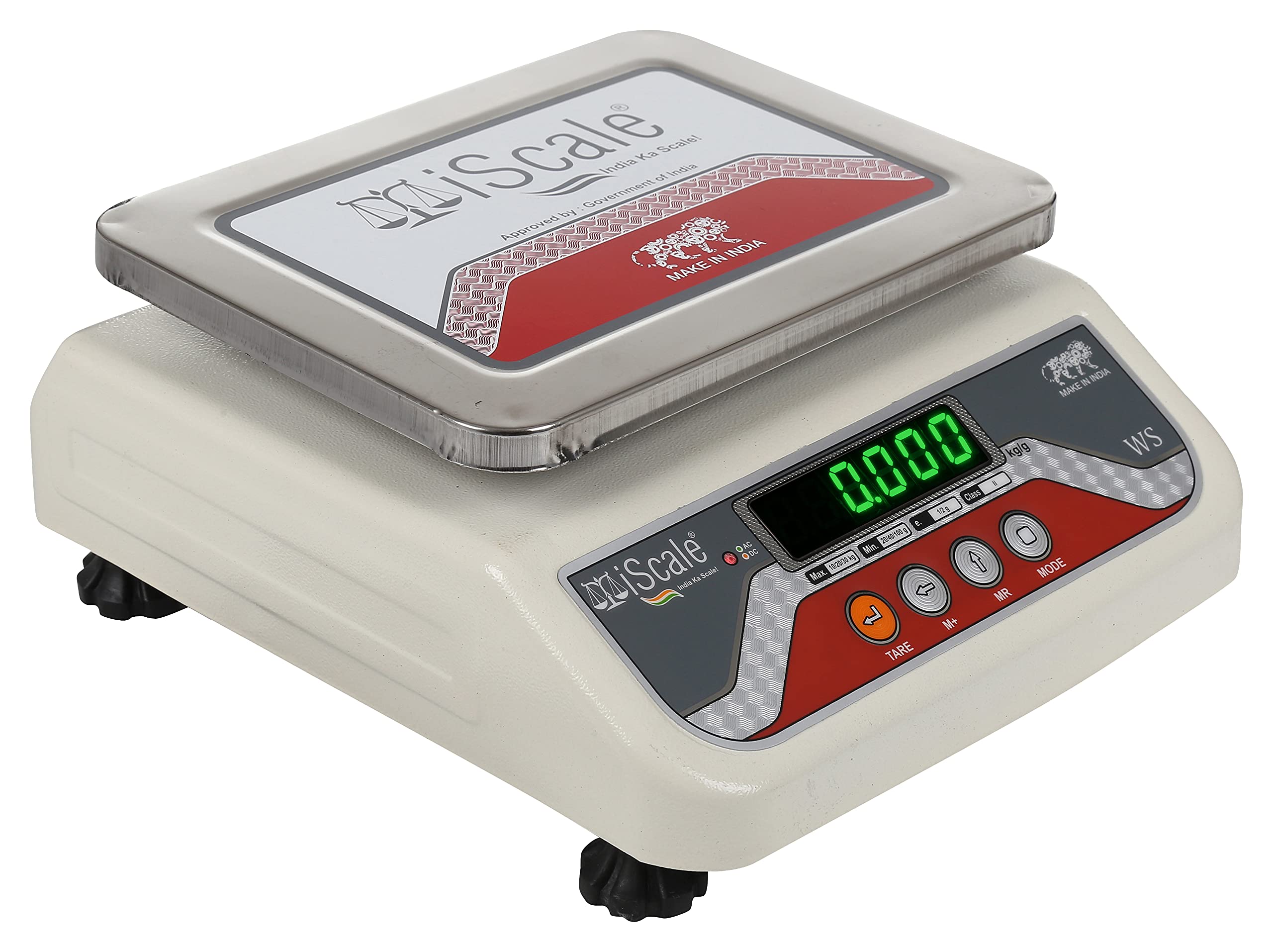 iScale i-04, 30kg x 1g, Electronic Weighing Scale with Front & Back Green double Display, 7x9" for Kirana shops, Departmental stores, factory and for all commercial uses.