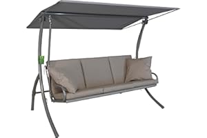 Angerer Freizeitmöbel GmbH Elegance Sun Hollywood Swing - Garden Swing Made in Germany - Swing for Sitting, Lying and Relaxing - Includes Bed Function - Easy Assembly (Taupe)