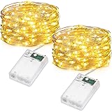 Flaspar Stringa Luci Led a Batteria, 2 Pezzi 5 metri 50 Led Rame filo Fata Luci Lucciole a Batteria Impermeabili, Decorazioni