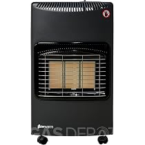 WARMGLOW Portable Gas Heater in Black - 4.1KW Indoor Heater with Oxygen  Depletion Sensor u0026 3 Heating Settings - Butane Gas Heater with Wheels,  Regulator, Hose - For Home, Office, Garage, Workshop :