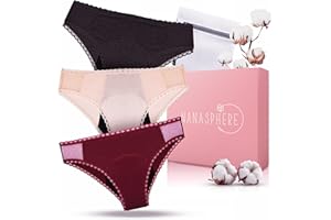 NANASPHERE Lot 3 Culottes Menstruelles Ultra Absorbante Coton Bio + Sac Lavage | Flux Abondant sous Vêtement Lavable Réutilisable Règles Fuites Post Accouchement Adolescente