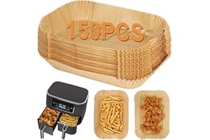 ‎BYKITCHEN BYKITCHEN 150 Stück airfryer backpapier für Ninja Foodi Heißluft-Fritteuse,Air Fryer Zubehör für AF300EU/AF400EU,Tower T17088 & Andere 7.6 l bis 9.5 l Dual Zone Luftfritteuse