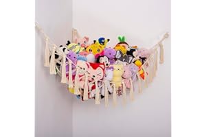 YKBU Stofftier-Hängematte zum Aufhängen, handgefertigt, groß, blau, Makramee, Spielzeug, Hängematte, Organizer, Ecke, Plüschtiere