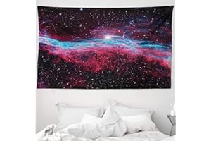 ABAKUHAUS Weltraum Wandteppich und Tagesdecke, Weltraum spielt Galaxy aus Weiches Mikrofaser Stoff Waschbar ohne Verblassen Digitaldruck, 230 x 140 cm,Magenta und Schwarz