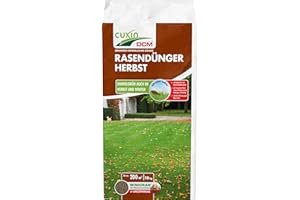 CUXIN DCM Rasendünger Herbst - Langzeit Rasendünger - Mit MINIGRAN® TECHNOLOGY - Frosthärte & Standfestigkeit - organisch-mineralischer Dünger - 10 KG für 200qm