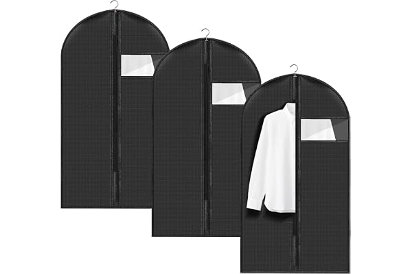 Klädpåse, 3 stycken klädpåsar 60 x 80 cm med dragkedja, transparent kostym förvaring, för kostymer klänningar rockar jackor s