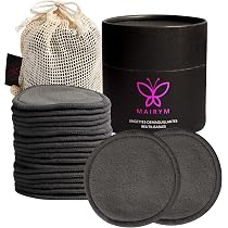 16 Cotons Démaquillants Lavables En Bambou - Réutilisables, Pour Tout Type De Peau, Gris Et Blanc