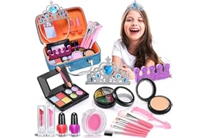 DOLOOWEE Schnee und EIS Themendesign Kinderschminkset für Mädchen, Waschbar Make up Spielzeug für Mädchen Kinder Nagellacke mit Koffer Weihnachten Geschenke Spielzeug 3 4 5 6 7 8+ Jahre Mädchen