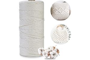 Giloty Macramè Filo 2mm x 200m, 100% Filato di Cotone Naturale per Bricolage, Arazzi, Lavori a Maglia, Decorazioni (Beige)