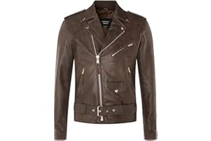Infinity Leather Chaqueta de Cuero Para Hombre Rock Motocicleta de Piel