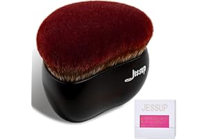 Jessup Brocha para Base de Maquillaje Brocha Kabuki Grande para Maquillaje de Cara Cuerpo Difuminar Pulir Crema Líquida en Polvo Flawless con Caja de Regalo, Negro SF001