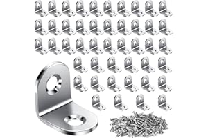 Mkitnvy 50 connettori Angolari in acciaio inox,a forma di L,Squadrette per Mensola Con 100 Viti per montaggio ad angolo,staffa,mobili,tavolo,sedia,libreria Ripiani/Mensola Di Legno Tavolo Sedia