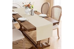AooHome Tischläufer Beige 40X180cm, Tischdeko Leinen-Optik Abwaschbar Tischband aus Polyester Wasserabweisend mit Lotuseffekt, Dauerhaft Kratzfest für Esszimmer Hochzeiten Party Weihnachten
