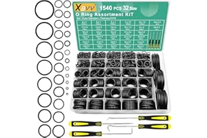 XBVV 1540 Pcs 32 Size O-Rings Kit Nitrile Rubber O Ring Assortment with 4 Hook Set for Various Car Auto Vehicle Repair Plumbing Pressure Washer Air or Gas Sealing Connections Resist Oil and Heat