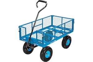 VIVOHOME Carrello da Giardino in Rete d'Acciaio Resistente Capacità 400KG Pieghevole con Lati Rimovibili per Festival Shopping Campeggio Giardino