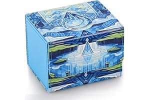 UAONO Deck Box for MTG Cards, Trading Card Storage Box Holds 120+ Sleeved Commander Deck, PU Leather Card Box Suits TCG Magic Cards with 2 Dividers (Blue,Drop)