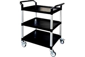 T-EQUIP PSC-130 Kunststoffwagen, 3 Etagen, LxBxH: 850 mm x 480 mm x 1000 mm, Tragfähigkeit 250 kg, Schwarz