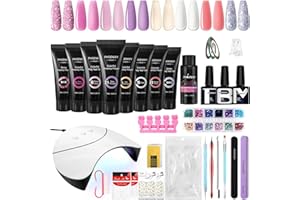 Kit de Gel pour Ongles en Poly, Phoenixy 8 Couleurs 15 ml Vernis a Ongle en Poly avec Lampe à Ongles 36W, Kit Ongle Gel UV Complet Nail Art à la Maison Cadeau pour les Femmes