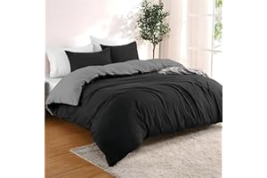 Dreamzie Copripiumino Matrimoniale 240x220 cm con 2 Federe 50x70 cm - Nero/Grigio Scuro Set Copripiumino Matrimoniale 240x220