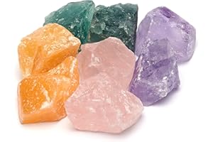 RAW & NOBLE Zdrowy sen mieszanka kamieni wodnych, zestaw kamieni leczniczych do uzdatniania wody: fluoryt, ametyst, kalcyt pomarańczowy, kwarc różowy | 100% naturalne kryształy do wody pitnej w jakości premium