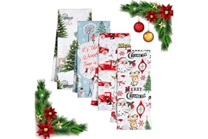 Jogoico Strofinacci Cucina Natalizi 4 Pezzi Canovacci Cucina 100% Cotone Asciugamani da Cucina 40 x 70cm Stracci Cucina Super Assorbenti Strofinacci Da Tè morbido Asciugamani da Bar- 4 Temi