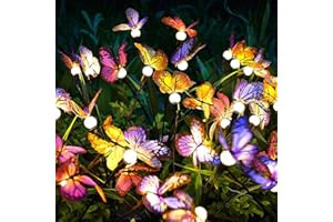 ‎GEYUEYA HOME GEYUEYA Home Solarlampen für Außen Garten 4 Stück 8 LED Solar Glühwürmchen Schmetterling Gartenlichter Dekorative Solarlampen IP65 Wasserdicht Gartendeko für Pathway Fußweg Yard Landschaft Terrasse