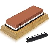 SHAN ZU Sharpening Stone Japanese Knives 1000/6000 Sharpening, Bamboo Base | 2 in 1 White Corundum, Water Stone for Fast Shar