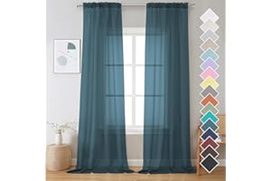 OVZME 2 Panels Sheer Dusty Blue Window Curtain 96" Length for Bedroom, Top Rod Pocket Design Light Filtering Panles for Living Room, 42W x 96L