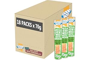 Good Boy - Mega Chewy Twist - Made With 100% Natural Chicken Breast Meat - 70 Grams - High In Protein Dog Treats - Case of 18