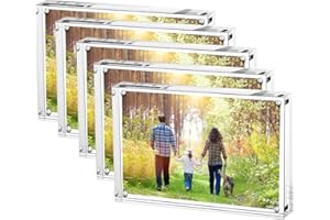 Boxalls 13x18 cm Cornice Acrilica Foto, Cornici Magnetiche, 10 + 10MM Spessore Stand in Scrivania o Tavola (13 x 18 cm confezione da 5)