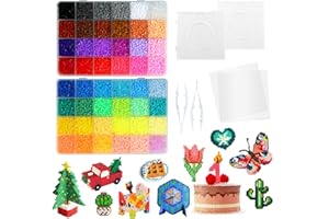 Moncolis 24000 Bügelperlen Set Steckperlen mit Platten Kleine Perlen in Organizerbox zum Basteln DIY Jungen Mädchen (Mini 2.6mm, 48 Farben)