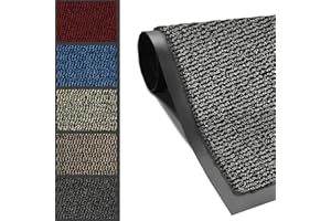 Javco Non-Slip Door Mat Dirt Trapper – Indoor And Outdoor Door Mat – Kitchen And Office Use Mat, Super Soft Absorbent Multicolor Barrier Mat, Machine Washable Shoes Scraper (Grey/Black, 50 x 80 cm)