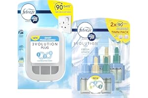 Febreze Ambi Pur Room Freshener - Febreze 3Volution Air Freshener Plug in Refills Diffuser & 3Volution Fresh Linen Twin Air Diffuser Refill Pack 40ml Room Fresheners for Home with Topline Card.