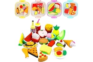 WOKICOR 4 Boîtes de Gommes pour Enfants, Gommes Mignon Gommes Caoutchouc Crayon Fruits Légume Dessert Partie Gommes Pour Les Fournitures Scolaires Bureau