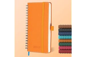 ‎IN-LUXPRO IN-LUXPRO Kalender 2025 2026 Wochenplaner,A6(16.6 x 9.7cm),18-Monate Buchkalender (Jul.2025-Dez.2026) Ringbuch mit Softcover,wochenkalender mit selbstklebendem Stifthalter,orange Farbe.