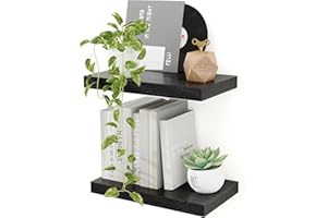 Feihorrm Floating Shelves for Wall, 40cm Black Shelves 23.5cm Deep Wooden Wall Shelf Set of 2, Extra Wide Storage Shelves for Kitchen, Bathroom, Living Room & Bedroom Organizer