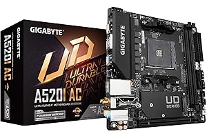 Gigabyte A520I AC (AMD Ryzen AM4/Mini-ITX/Direct 6 Phases Digital PWM with 55A DrMOS/Gaming GbE LAN/Intel WiFi+Bluetooth/NVMe PCIe 3.0 x4 M.2/3 Display Interfaces/Q-Flash Plus/Motherboard)