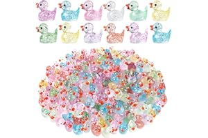FVEVQE 60 Pcs Mini Ducks, Little Ducks, Cute Resin Ducks for Fairy Garden Aquarium Landscape Dollhouse Ornament Diy Craft, Plastic Ducks for Home Garden Fish Tank Potted Decor (12 Colour)