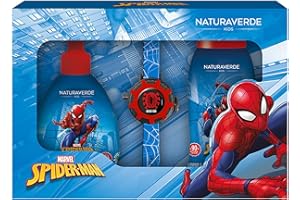 Naturaverde Spiderman Gift Set - Doccia Shampoo 250ml, Sapone Liquido 250ml e Orologio Proiettore da Polso