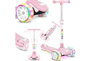 KIDIZ® Scooter Scooter per bambini X-Pro2 Triciclo Scooter con ruote luminose a LED in PU Scooter a pedali pieghevole Scooter da città regolabile in altezza Scooter per bambini ragazze 3-12 anni