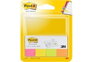 Post-it - Pack de 4 blocs mininotas Neón, 50 hojas/bloc, colores surtidos: amarillo, naranja, rosa y verde