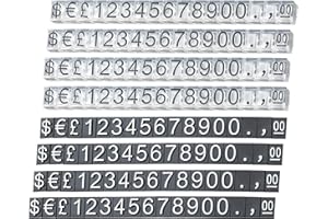 KYAOAYO 10 sztuk kostek z liczbami i literami, mini kostki do ceny, regulowany, zdejmowany stojak z cenami, zestaw bloków do lady sklepowej (czarny napis na przezroczysty)