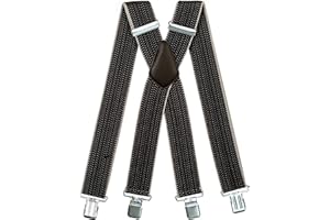 Olata Bretelles Extra Larges en X pour Hommes avec Pinces Noires ou Argentées et Tissu Épais - 5 cm