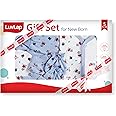 LuvLap Newborn Baby Gift Set of 5 Items, Open Half Sleeves Jhabla Vest- Tshirt, Pajama Pants, Cap, Mittens and Socks, Cottony Soft, Skin Friendly, Baby Clothes Set 0-3 Months, White Boat Hats Print