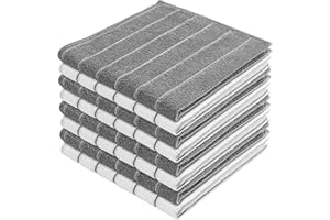 AIDEA Paños de Cocina Gris y Blanco, Toallas de Cocina de Microfibra, Juego Trapos de Cocina de 8 Unidades, 30 x 30cm
