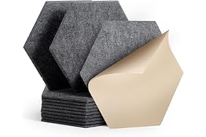 Rdutuok 12 Stück Selbstklebend Akustik Panel,30x26x1cm Hexagon Akustik Absorber Schallschutzplatten Akustikpaneele Wand für Tonstudio, Büro,Studio und Wanddekoration（Dunkelgrau）